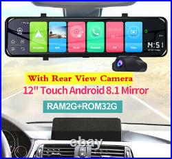 12 Inch 4G WiFi Android 8.1 Car DVR GPS Dual Lens Rearview Mirror Dash Camera