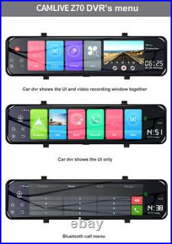 12in Dash Cam Car DVR Front Rear Camera Video Recorder 4G Wifi GPS Android 8.1
