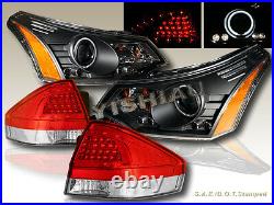 2008-2011 Ford Focus Projector Headlights Led Ccfl Halo +tail Lights Led Red/clr