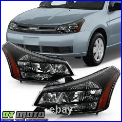 2008-2011 Ford Focus SSESESSEL Black Style Headlights Headlamps Left+Right