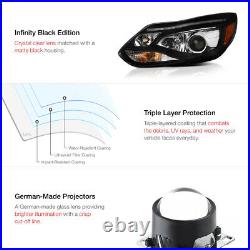 2012-2014 Ford Focus Sedan Hatchback Black LED DRL Projector Headlight +SMD Bulb