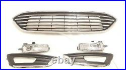 2015 2016 2017 2018 Ford Focus Front Bumper Upper Lower Fog Lamps Chrome Grill