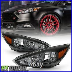 2015-2018 Ford Focus Black Headlights Headlamps Left+Right 15 16 17 18 Lights