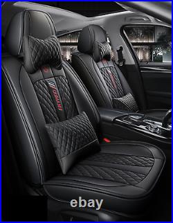 5-Seats Deluxe Edition Car Seat Cushions Black PU Leather Seat Covers Full Set