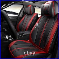 6D Leather Black & White 5-Seat Car Seat Cover Cushion For Interior Accessories