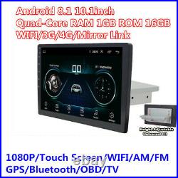 Android 8.1 10 Single Din Car Stereo DAB Radio GPS SAT NAV WiFi Mirror Link BT