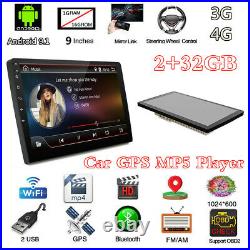 Android 9.1 4-Core Double 2DIN 9 Car Stereo Radio Sat Nav GPS MP5 Player 2+32GB