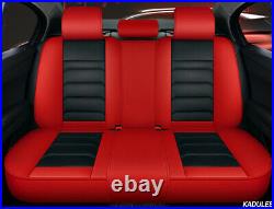 Black/Red Car Seat Covers PU Leather Universal Pet Protector Full Set Front Rear
