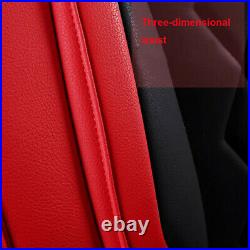 Black/Red Luxury Leather Car 5-seats Cover Cushion Pads For Interior Accessories
