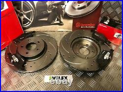 Brembo Front Drilled & Grooved Discs & Pads Ford Focus 2.0 2.5 St Mk2/3 2006-18