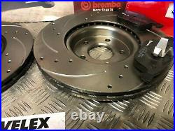 Brembo Front Drilled & Grooved Discs & Pads Ford Focus 2.0 2.5 St Mk2/3 2006-18