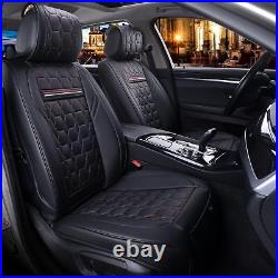 Car Seat Covers and Headrest Covers Kit Full Front Rear Black Pu Leather Car