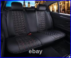 Car Seat Covers and Headrest Covers Kit Full Front Rear Black Pu Leather Car