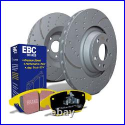 EBC Dimpled & Grooved Front Discs + Yellowstuff Brake Pads for Ford Focus MK3 ST