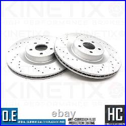 FOR FORD FOCUS RS MK3 CROSS DRILLED FRONT BRAKE DISCS BREMBO BRAKE PADS 350mm