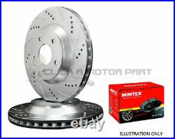 FORD FOCUS MK2 FRONT 2 DRILLED AND GROOVED BRAKE DISCS AND MINTEX PADS (300mm)
