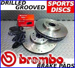 FORD FOCUS RS mk1 2002-2004 2.0 Drilled Grooved Brake Discs & BREMBO Pads FRONT