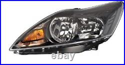 Fits Ford Focus 2008-2012 Black Front Headlight Headlamp Pair Right Left O/S N/S