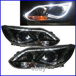 Focus MK3 11-14 4D/5D Projector LED R8Look Headlight With Motor Black for FORD RHD