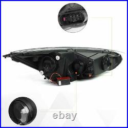 For 15-18 Ford Focus Dual LED DRL Projector Headlight Black Clear Turn Signal