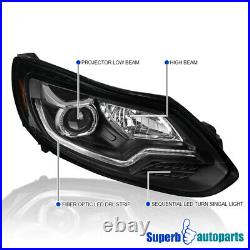 For 2012-2014 Ford Focus Black Projector Headlights with LED Sequential Signal