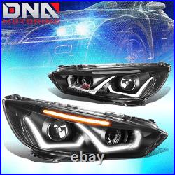 For 2015-2018 Ford Focus Led Drl+ Turn Signal Projector Headlight Black Clear