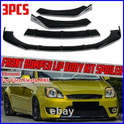 For Ford Fiesta MK6 Front Bumper Cup Chin Spoiler Lip Valance Splitter GLOSSY