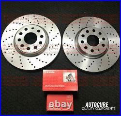 For Ford Focus 1.6 11-14 Drilled Front Brake Discs And Brembo Pads New