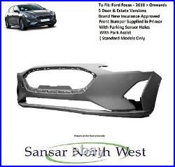 For Ford Focus Front Bumper In Primer With Parking Sensor Holes & Assist