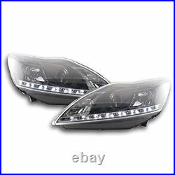 For Ford Focus Mk2 Mk3 08-10 Black DRL Style Projector Headlights Lamp Part