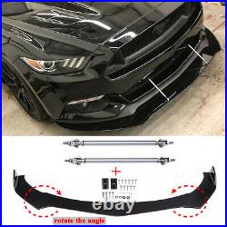 For Ford Mustang GT Focus Mondeo Front Bumper Lip Splitter Spoiler + Strut Rods