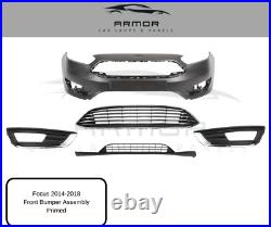 Ford Focus 2014 2018 Front Bumper Primed Complete Kit With grilles Approved