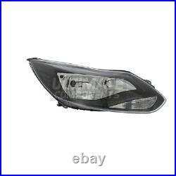 Ford Focus Headlight Mk3 Zetec Hatchback 2011-2015 Black Headlamp Drivers Side