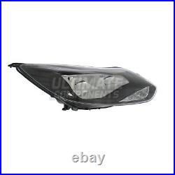 Ford Focus Headlight Mk3 Zetec Hatchback 2011-2015 Black Headlamp Drivers Side