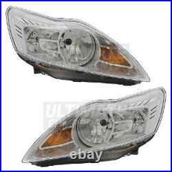 Ford Focus Headlights Hatchback 2008-2011 Chrome Headlamps Drivers & Passenger