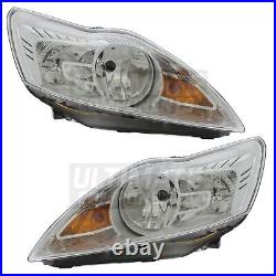 Ford Focus Headlights Hatchback 2008-2011 Chrome Headlamps Drivers & Passenger