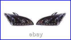Ford Focus MK2 2004 2008 Black DRL LED R8 Style Headlights 1 Pair