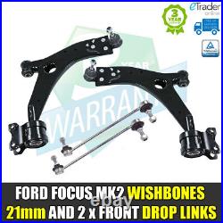 Ford Focus MK2 Wishbones 06-12 Front Suspension Arms 21MM B/JOINT & Drop Links 2