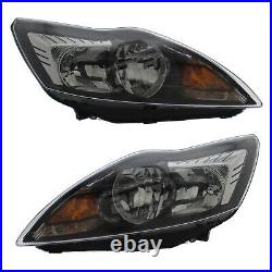 Ford Focus Mk2 2008-2011 Headlights Headlamps Black 1 Pair Drivers & Passenger