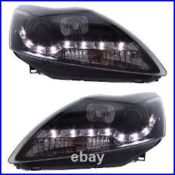 Ford Focus Mk2 Headlights Facelift 2008-2011 LED DRL Black Projector ST Zetec S