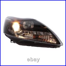 Ford Focus Mk2 Headlights Facelift 2008-2011 LED DRL Black Projector ST Zetec S