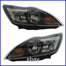 Ford Focus Mk2 ST 2008-2011 Black/Chrome Headlight Headlamp Pair Left & Right