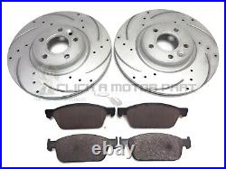 Ford Focus Mk3 2.0 ST-2 ST-3 Front 2 Drilled Grooved Brake Discs & Pads (320mm)