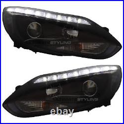 Ford Focus Mk3 2011-2015 Black LED DRL Headlights Upgrade Projector Xenon Look