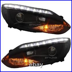 Ford Focus Mk3 2011-2015 Black LED DRL Headlights Upgrade Projector Xenon Look