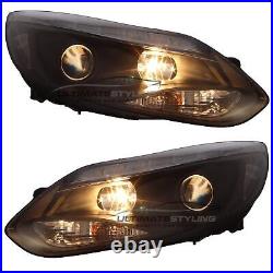 Ford Focus Mk3 2011-2015 Black LED DRL Headlights Upgrade Projector Xenon Look