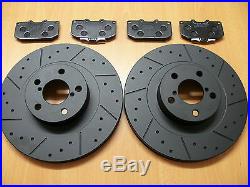 Ford Focus RS 2.0 Mk1 Dimpled Grooved Black Brake Discs Front Rear Brembo Pads