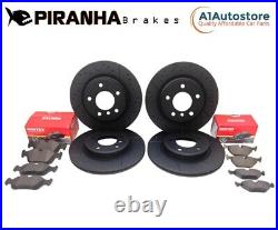 Ford Focus RS 2.5 09-11 Front Rear Brake Discs Black Dimpled Grooved Mintex Pads