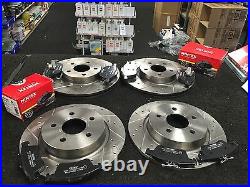 Ford Focus Rs Mk2 Cross Drilled Grooved Brake Disc Mintex Pad Front Rear