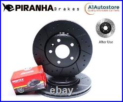 Ford Focus ST225 2.5 Dimpled Grooved Black Brake Discs Front Rear & Mintex Pads